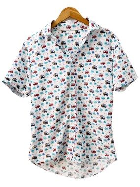Marti Kat Tropical Button Up Shirt Men’s Medium Vans Palm Tree Hawaiian